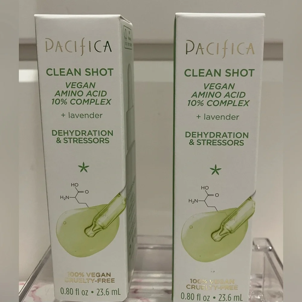 Pacifica clean shot vegan amino acid + Lavender .80 fl oz 2 bottles NWT
